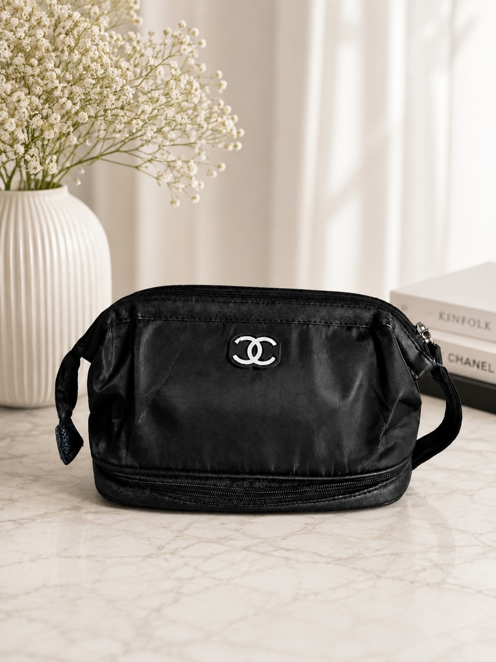 Chanel Black Nylon Cosmetic Makeup Bag NEW GWP
